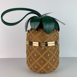 NWT Unique Pineapple Shaped Small Faux Leather Studded Crossbody Handbag